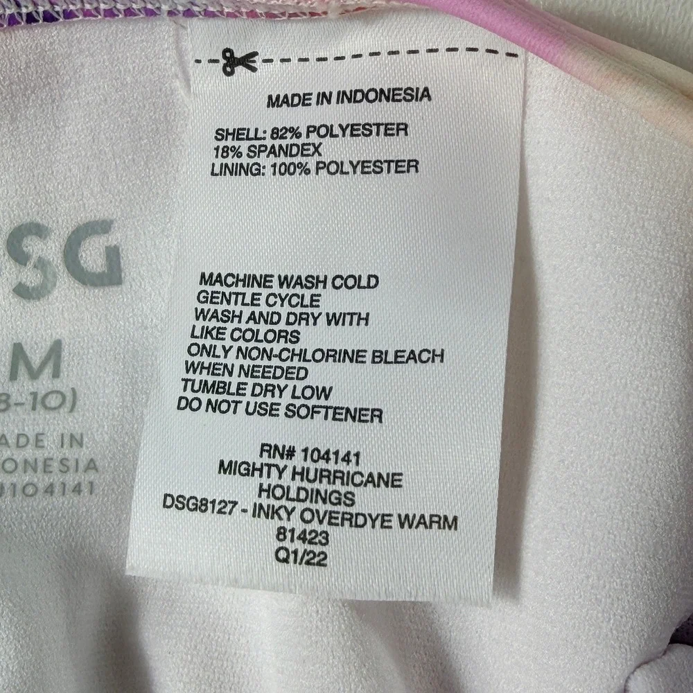 DSG Girls Swim Bottom Inky Overdye Warm Purple Pink Tie Dye Size Medium 8-10 NWT